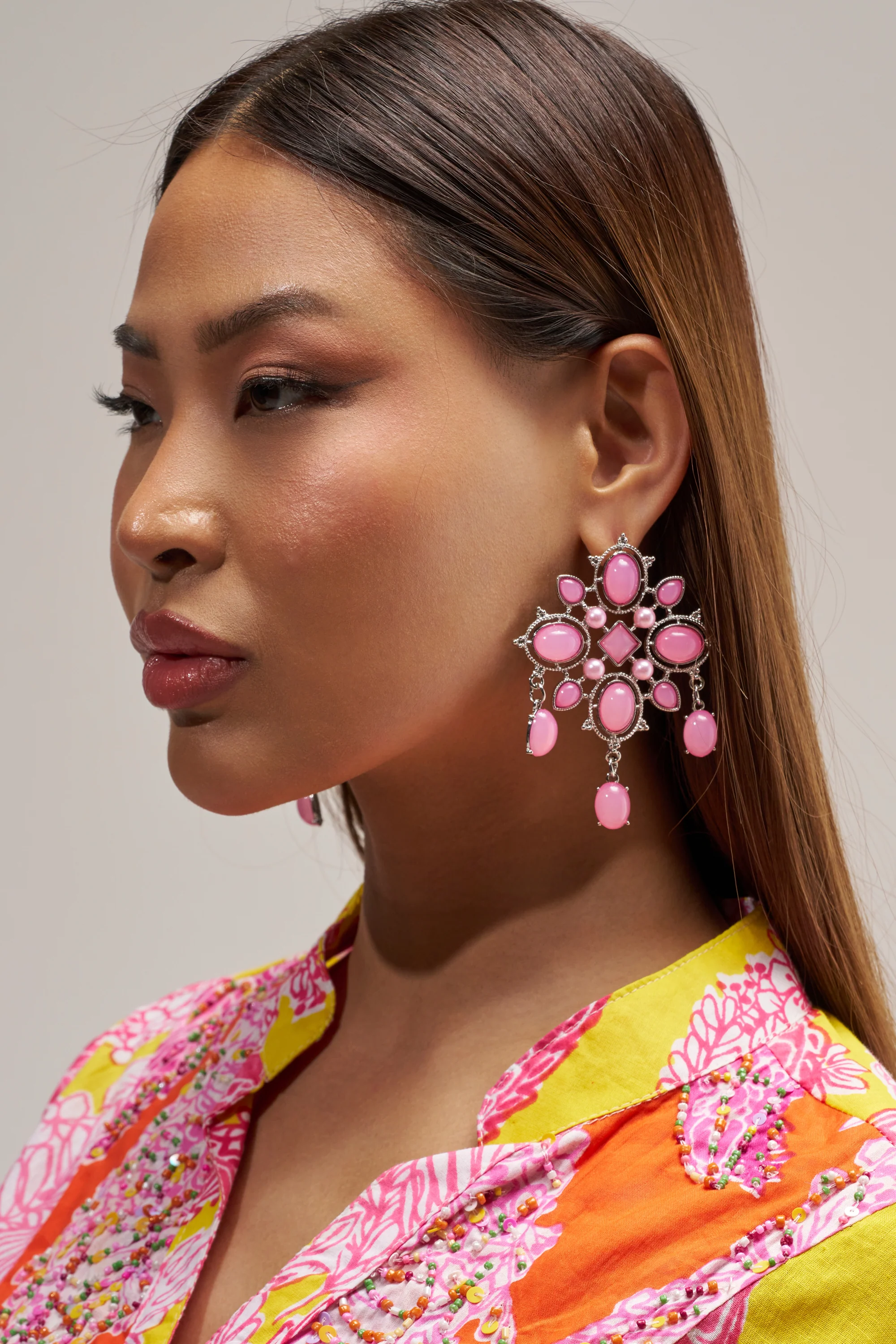 FESTIVAL VIBES STATEMENT EARRING IN PINK - Akira Wear