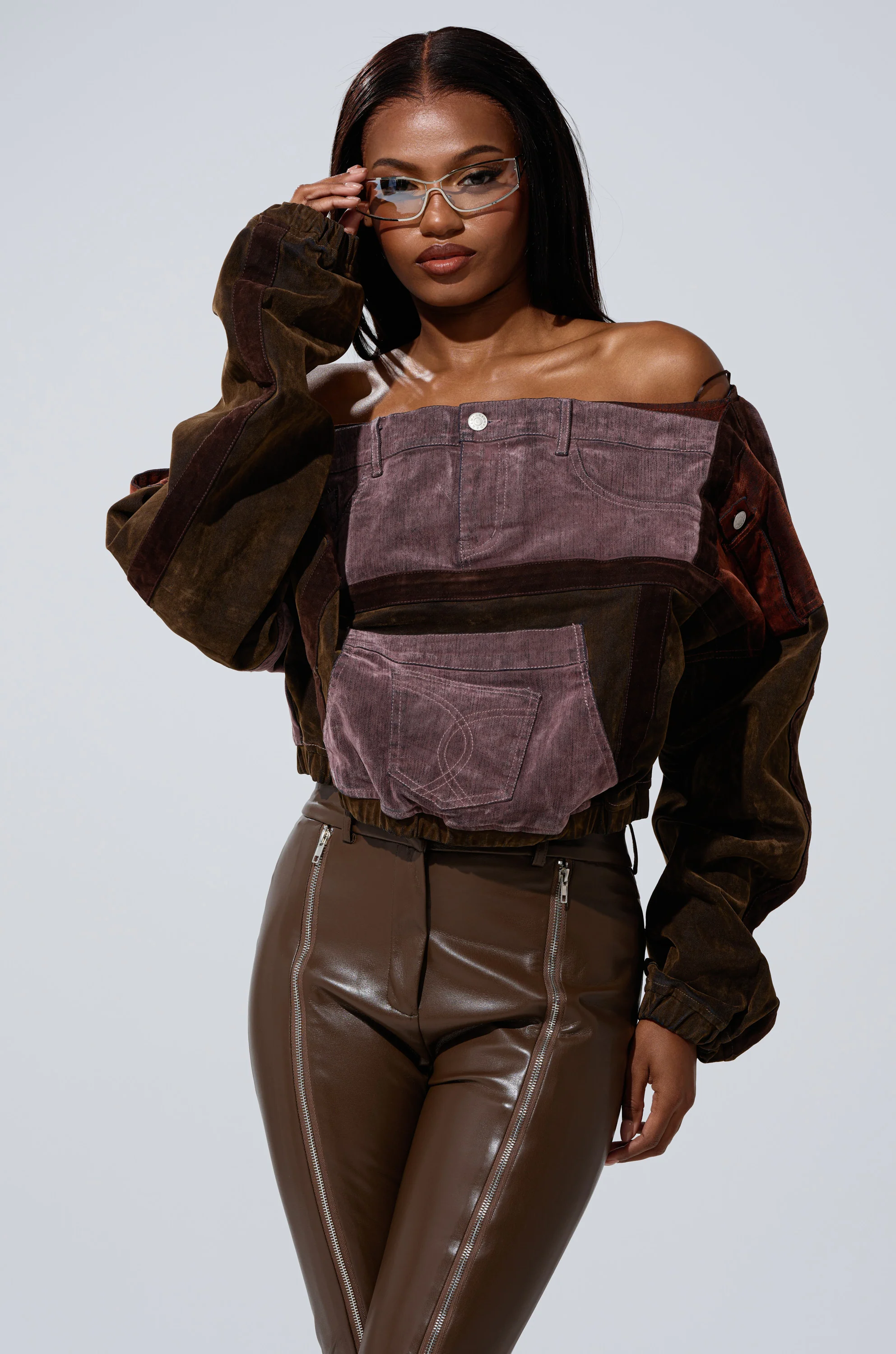 PATCH ME UP MINERAL WASHED SWEATSHIRT IN PURPLE - Akira Wear