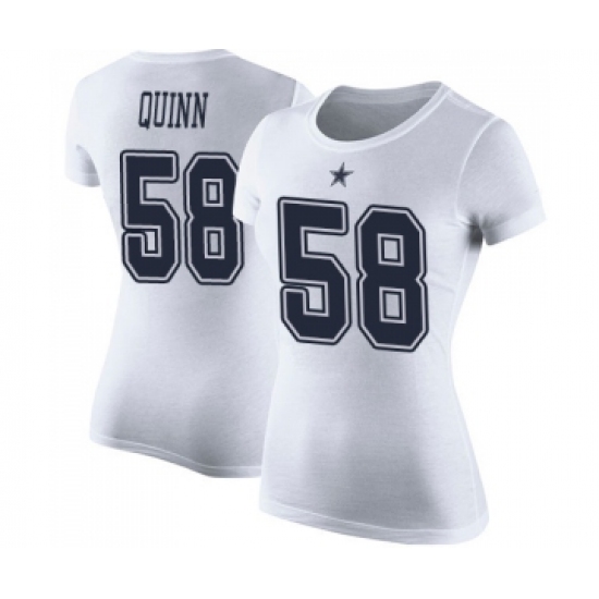 Football Women's Dallas Cowboys #58 Robert Quinn White Rush Pride Name & Number T-Shirt - Jersey