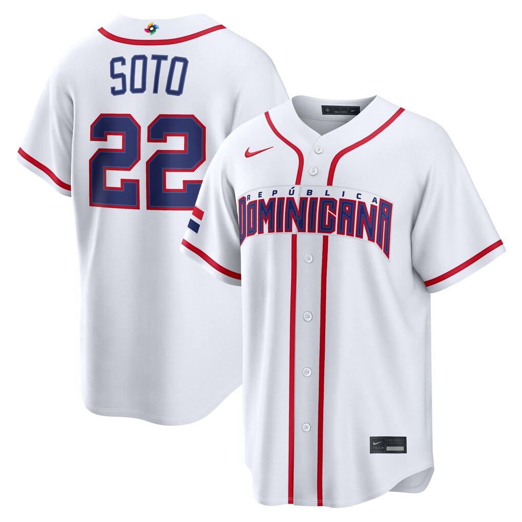 Men's Dominican Republic Baseball Juan Soto Nike White 2026 World Baseball Classic Home Stadium Jersey - Jersey