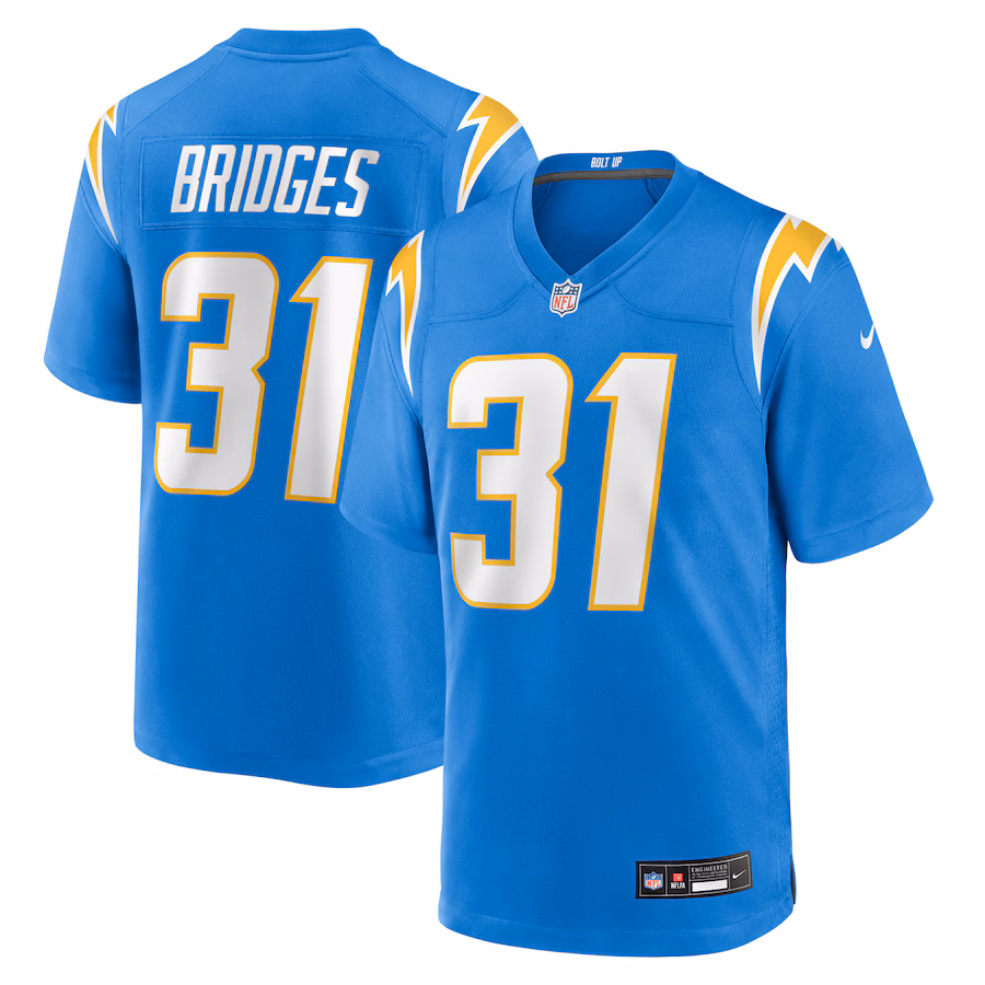 Men's Los Angeles Chargers Trikweze Bridges Nike Powder Blue Team Game Jersey - Jersey