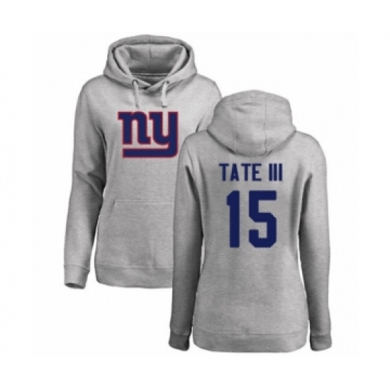 Football Women's New York Giants #15 Golden Tate III Ash Name & Number Logo Pullover Hoodie - Jersey