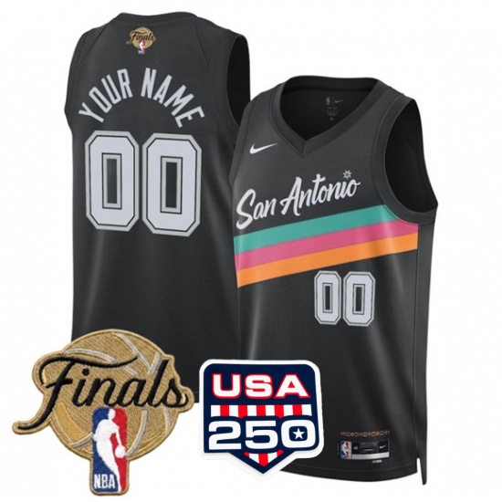 Men's San Antonio Spurs Active Player Custom Black 2026 Finals Patch City Edition Stitched Basketball Jersey - Jersey