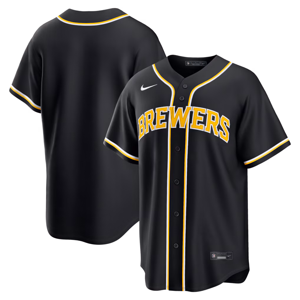 Men's Milwaukee Brewers Nike Fashion Replica Black Out Jersey - Jersey