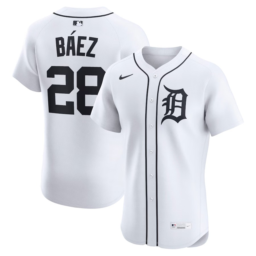 Men's Detroit Tigers Javier Báez Nike White Home Elite Jersey - Jersey