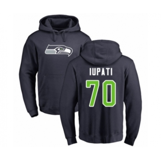 Football Seattle Seahawks #70 Mike Iupati Navy Blue Name & Number Logo Pullover Hoodie - Jersey
