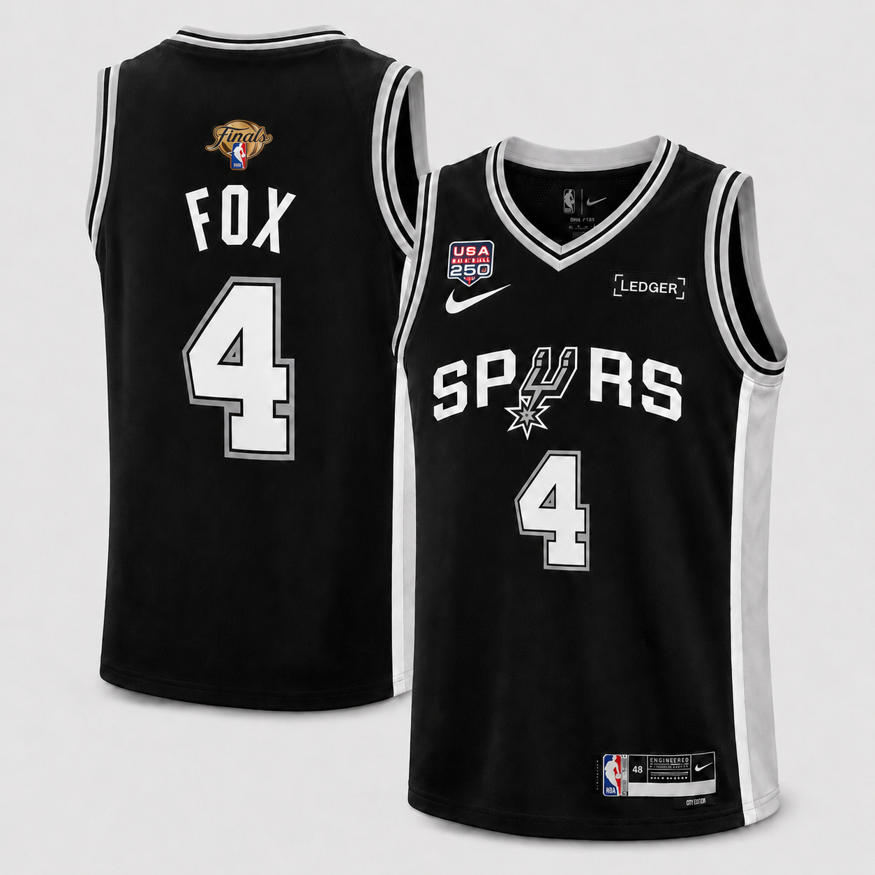 Men's San Antonio Spurs De'Aaron Fox Fanatics Black Fast Break Replica Player Jersey - Icon Edition - Jersey