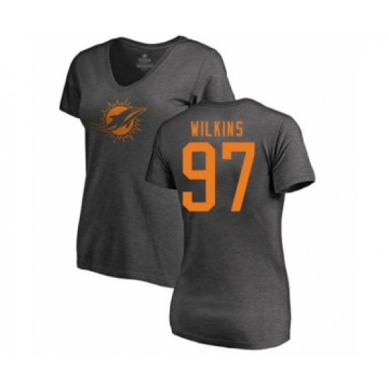Football Women's Miami Dolphins #97 Christian Wilkins Ash One Color T-Shirt - Jersey