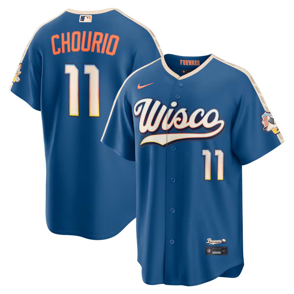 Men's Milwaukee Brewers Jackson Chourio Nike Mineral Blue 2026 City Connect Stadium Jersey - Jersey