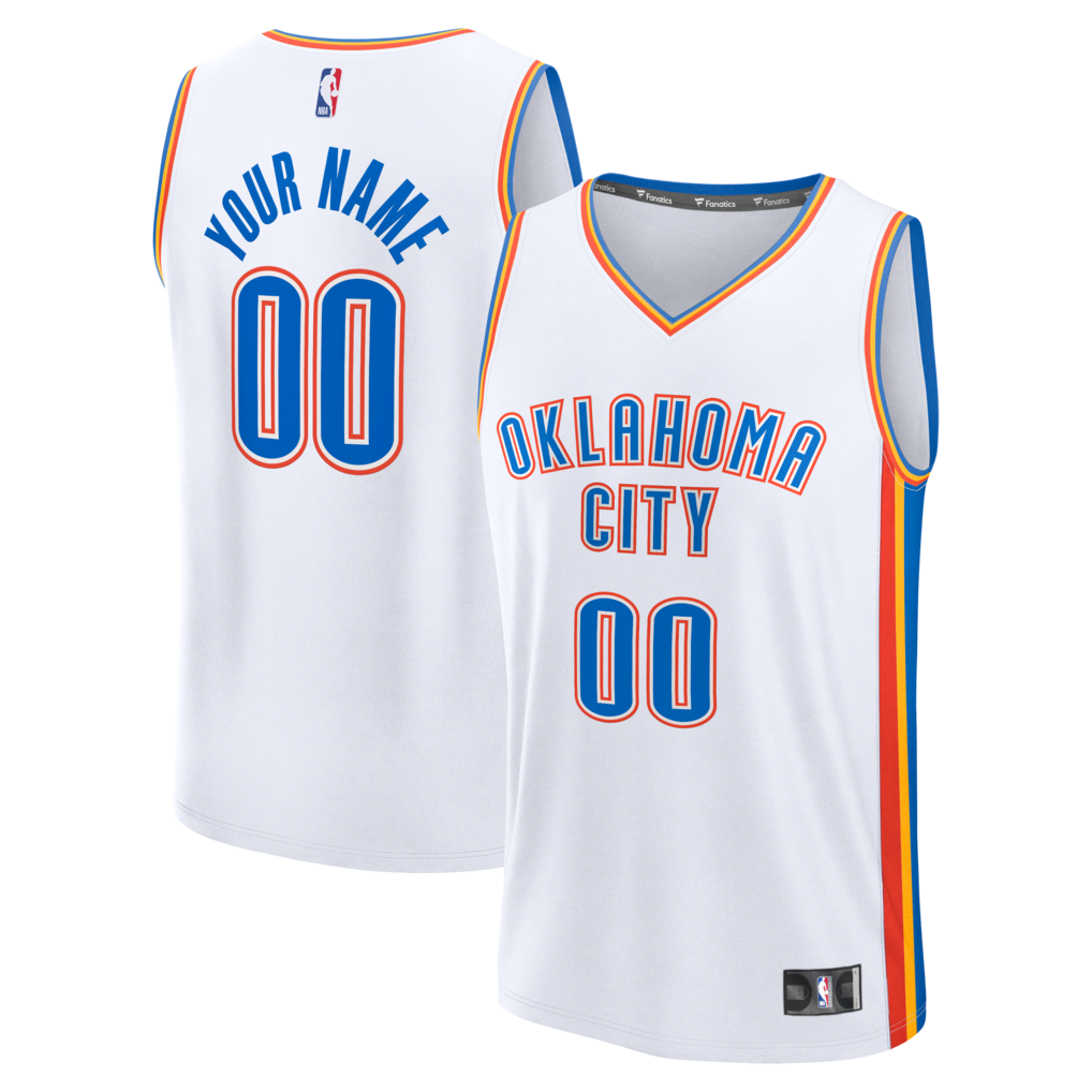 Youth Oklahoma City Thunder Fanatics White Fast Break Custom Jersey - Association Edition - Jersey