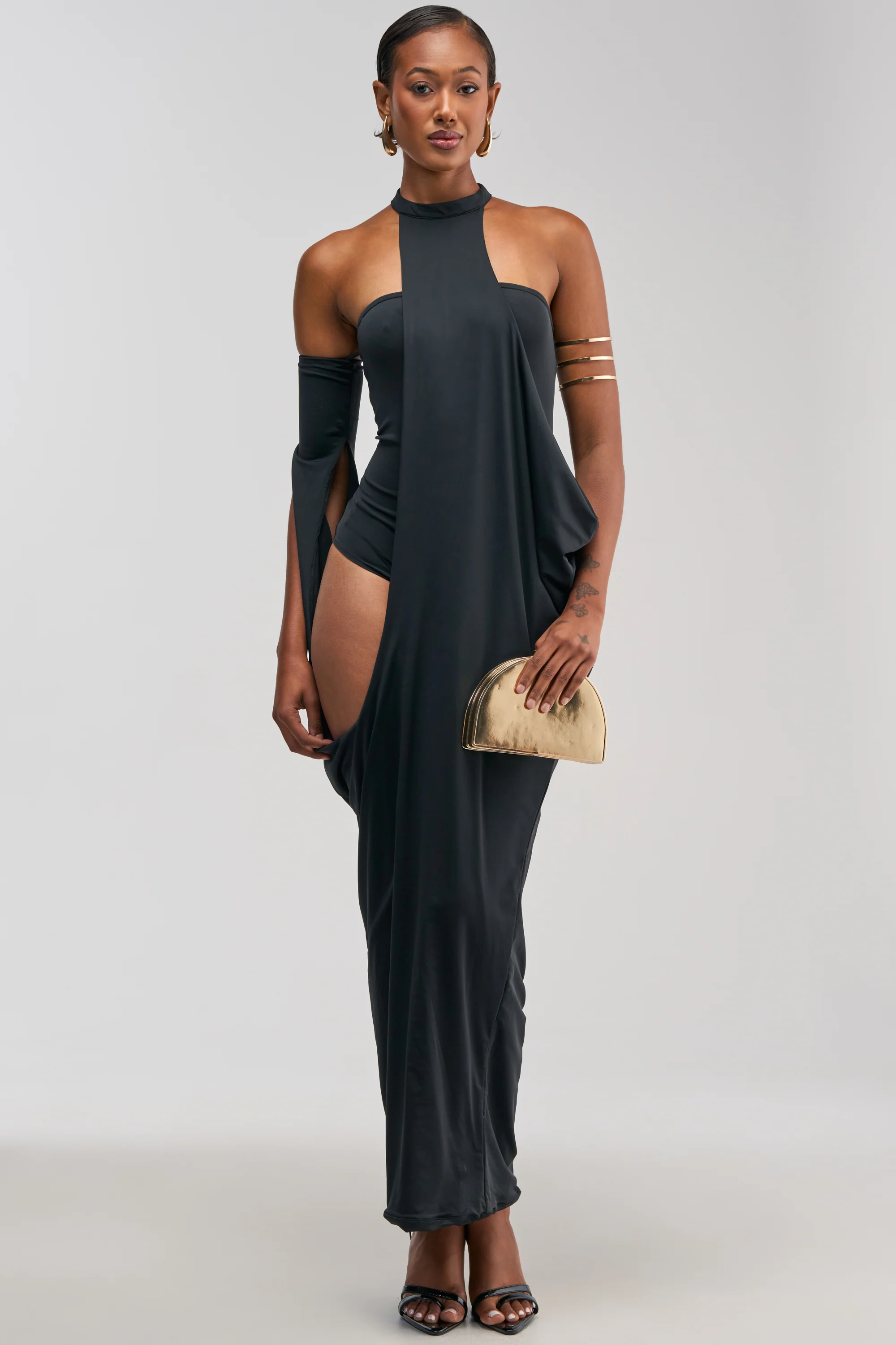 OPTICAL ILLUSION MAXI DRESS IN BLACK - Akira Wear
