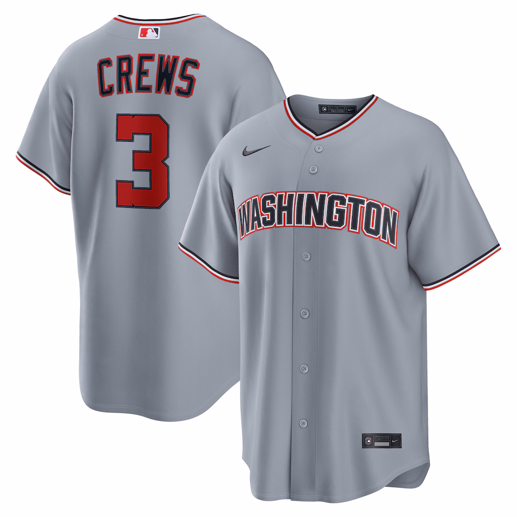 Men's Washington Nationals Dylan Crews Nike Gray Road Replica Jersey - Jersey