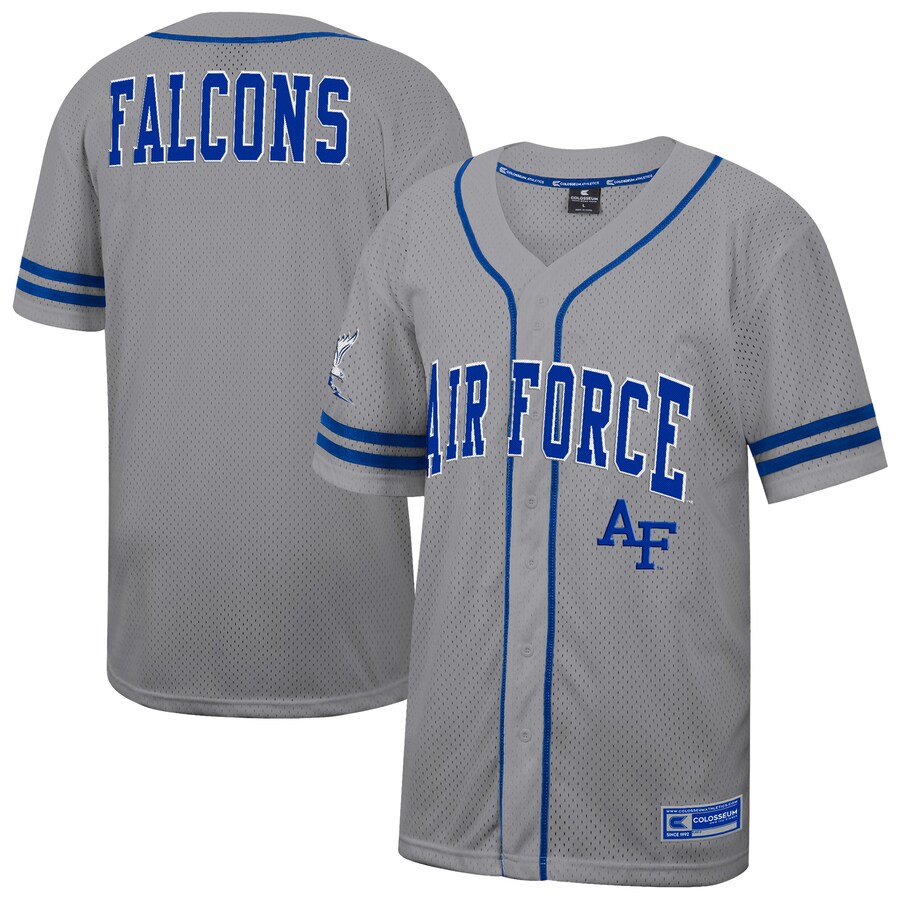 Men's Colosseum Gray Air Force Falcons Free Spirited Baseball Jersey - Jersey