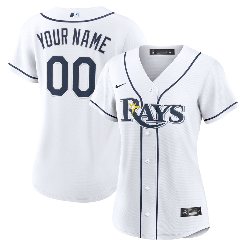 Women's  Tampa Bay Rays  Nike White Home Custom Replica 2.0 Jersey - Jersey
