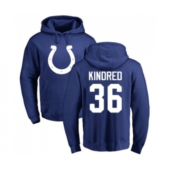 Football Indianapolis Colts #36 Derrick Kindred Royal Blue Name & Number Logo Pullover Hoodie - Jersey