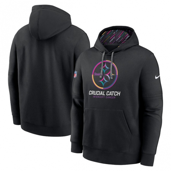 Men's Pittsburgh Steelers Black 2024 Crucial Catch Club Pullover Hoodie - Jersey