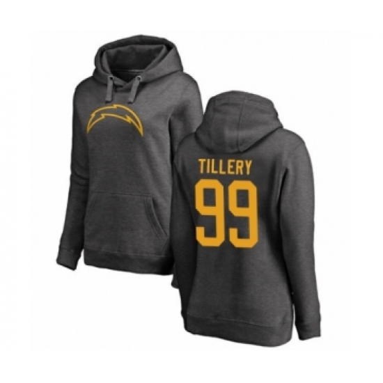 Football Women's Los Angeles Chargers #99 Jerry Tillery Ash One Color Pullover Hoodie - Jersey