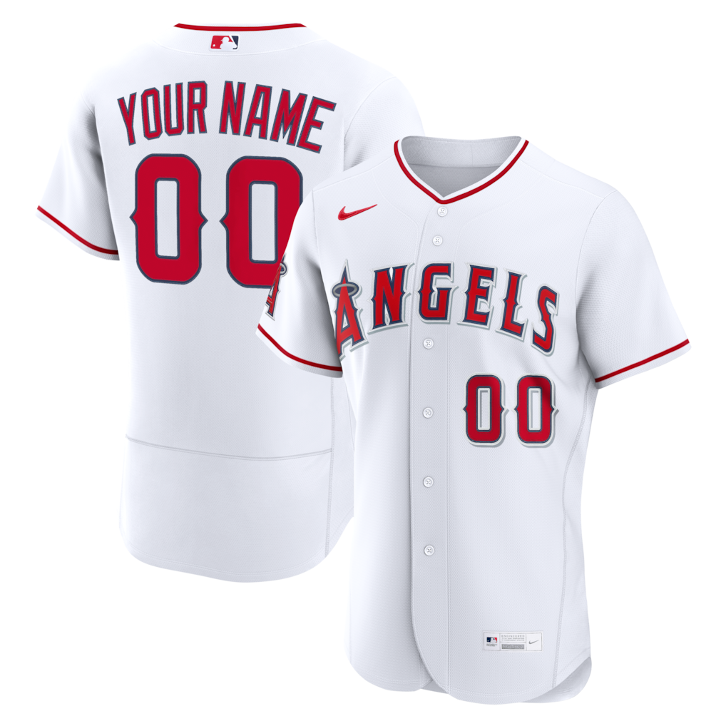 Men's Los Angeles Angels Nike White Home Authentic Custom Jersey - Jersey