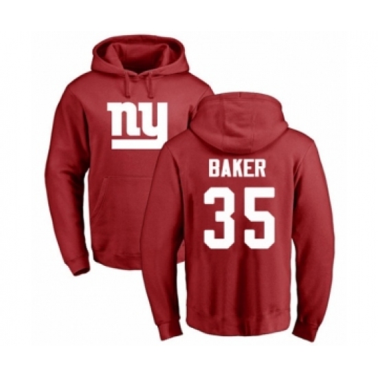 Football New York Giants #35 Deandre Baker Red Name & Number Logo Pullover Hoodie - Jersey