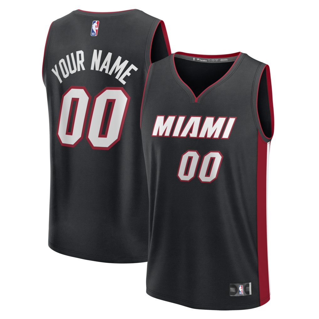 Men's Miami Heat Fanatics Black Fast Break Custom Jersey - Icon Edition - Jersey
