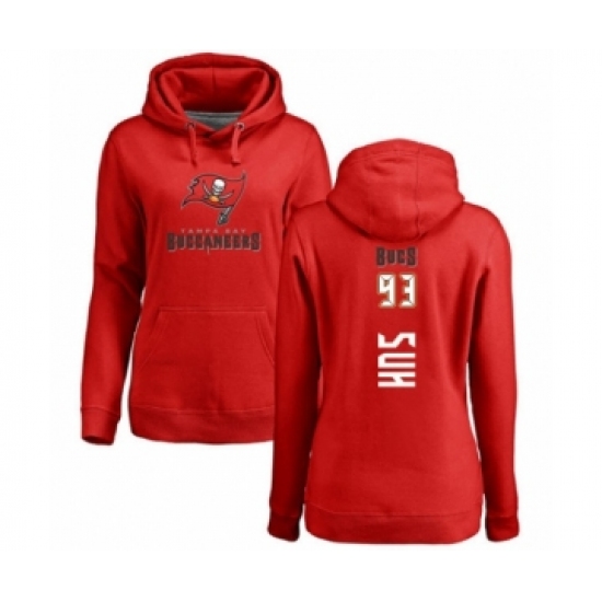 Football Women's Tampa Bay Buccaneers #93 Ndamukong Suh Red Backer Pullover Hoodie - Jersey