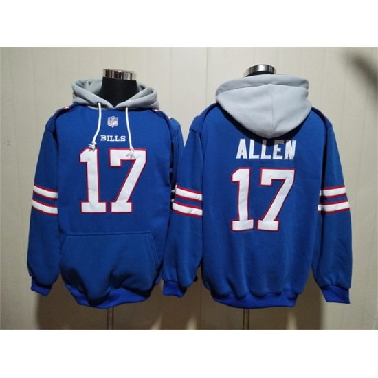 Men's Buffalo Bills #17 Josh Allen Red Blue Ageless Must-Have Lace-Up Pullover Hoodie - Jersey