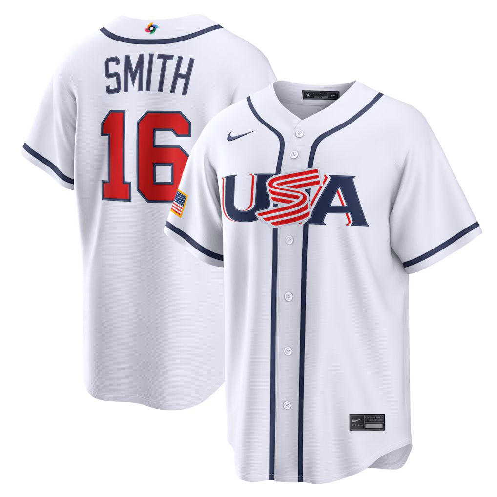 Men's USA Baseball Will Smith Nike White 2026 World Baseball Classic Home Stadium Jersey - Jersey