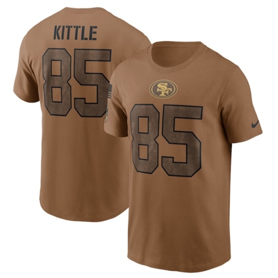 Men's San Francisco 49ers #85 George Kittle 2023 Brown Salute To Service T Shirt - Jersey