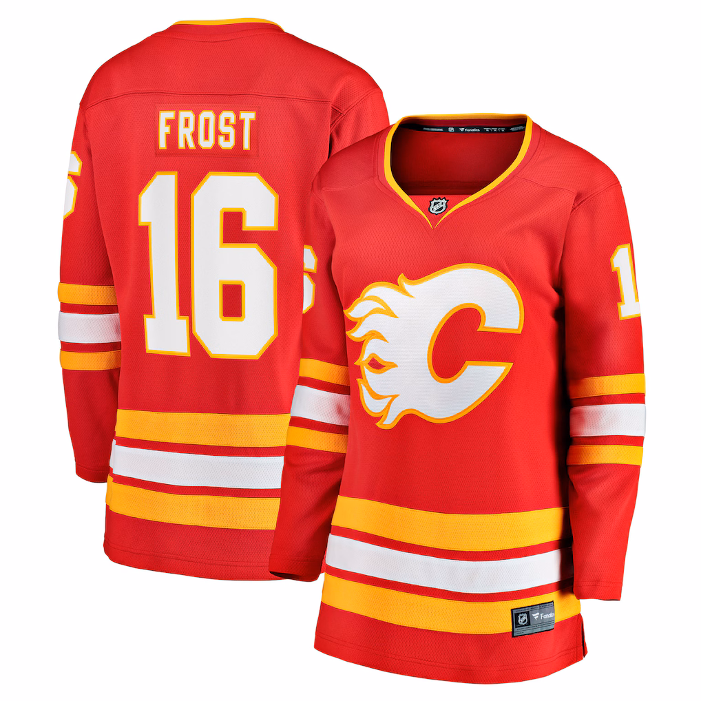 Women's Calgary Flames Morgan Frost Fanatics Red Home Breakaway Jersey - Jersey