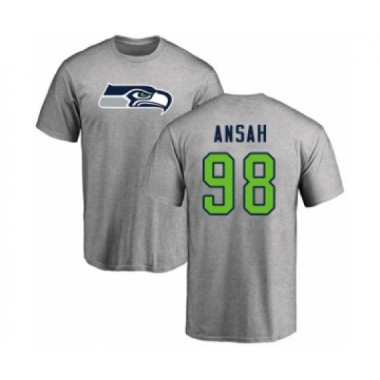 Football Seattle Seahawks #98 Ezekiel Ansah Ash Name & Number Logo T-Shirt - Jersey