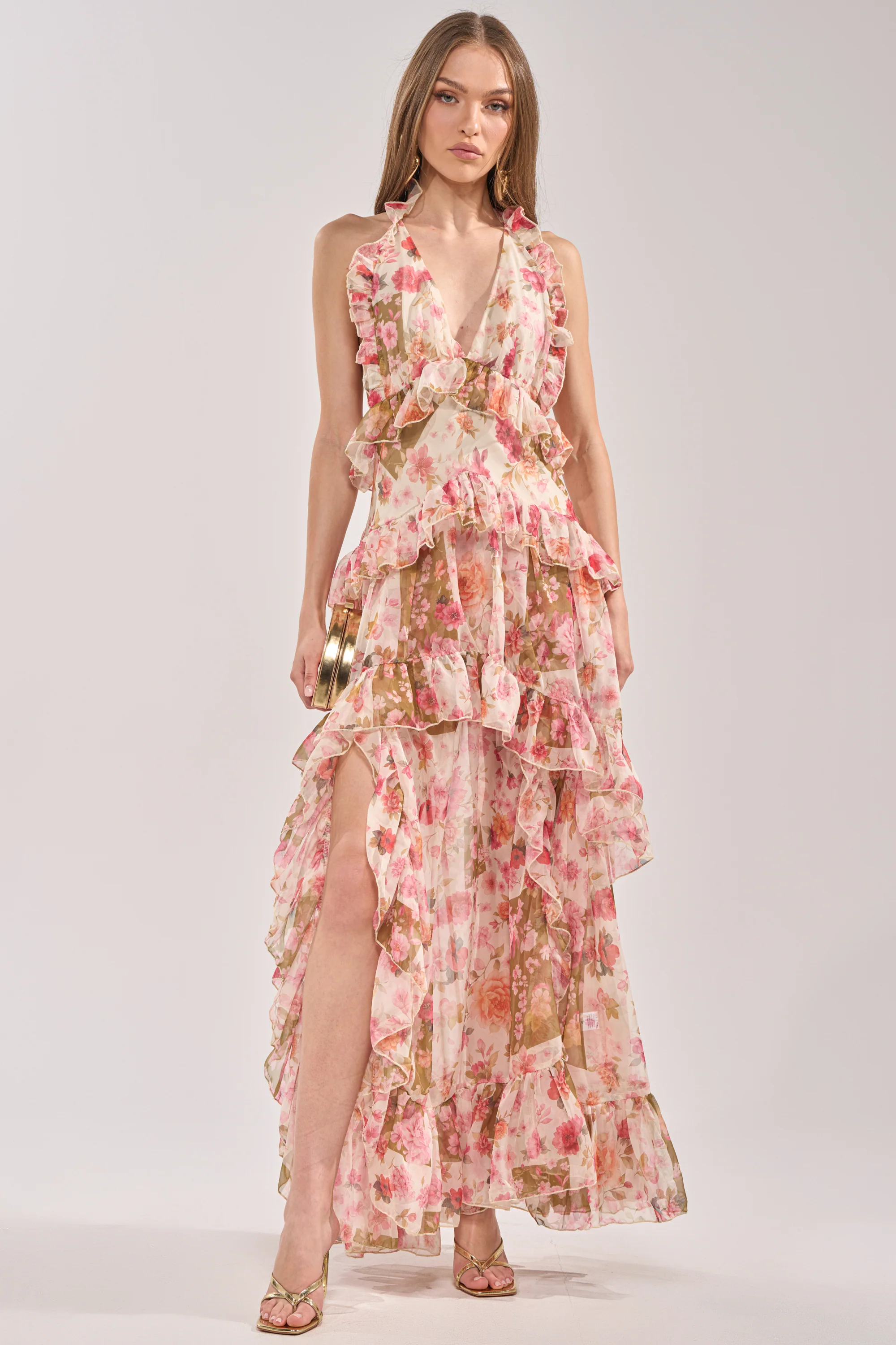 SUMMER STROLL FLORAL CHIFFON MAXI DRESS - Akira Wear