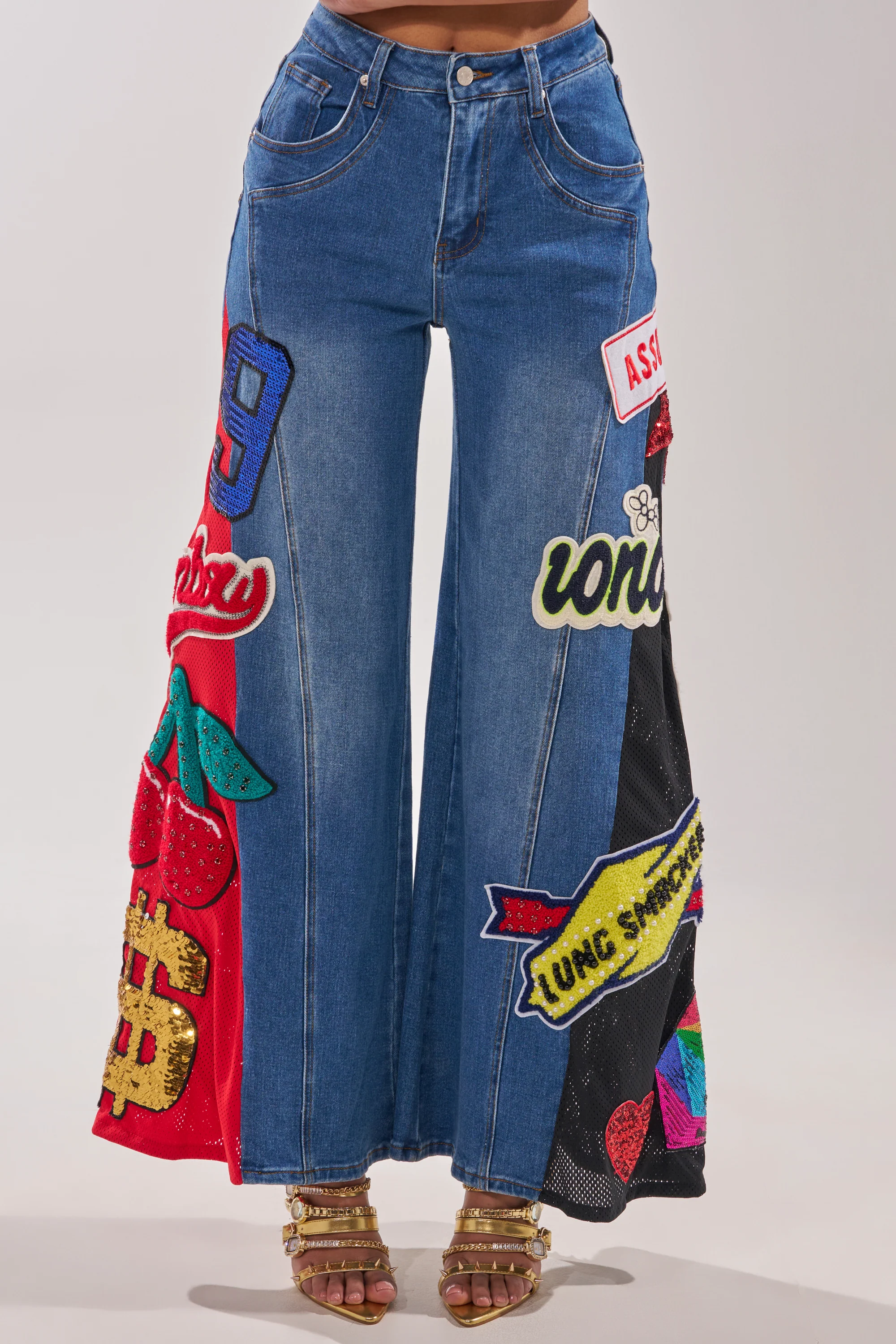NOT SORRY PATCHWORK DENIM JEANS - Akira Wear