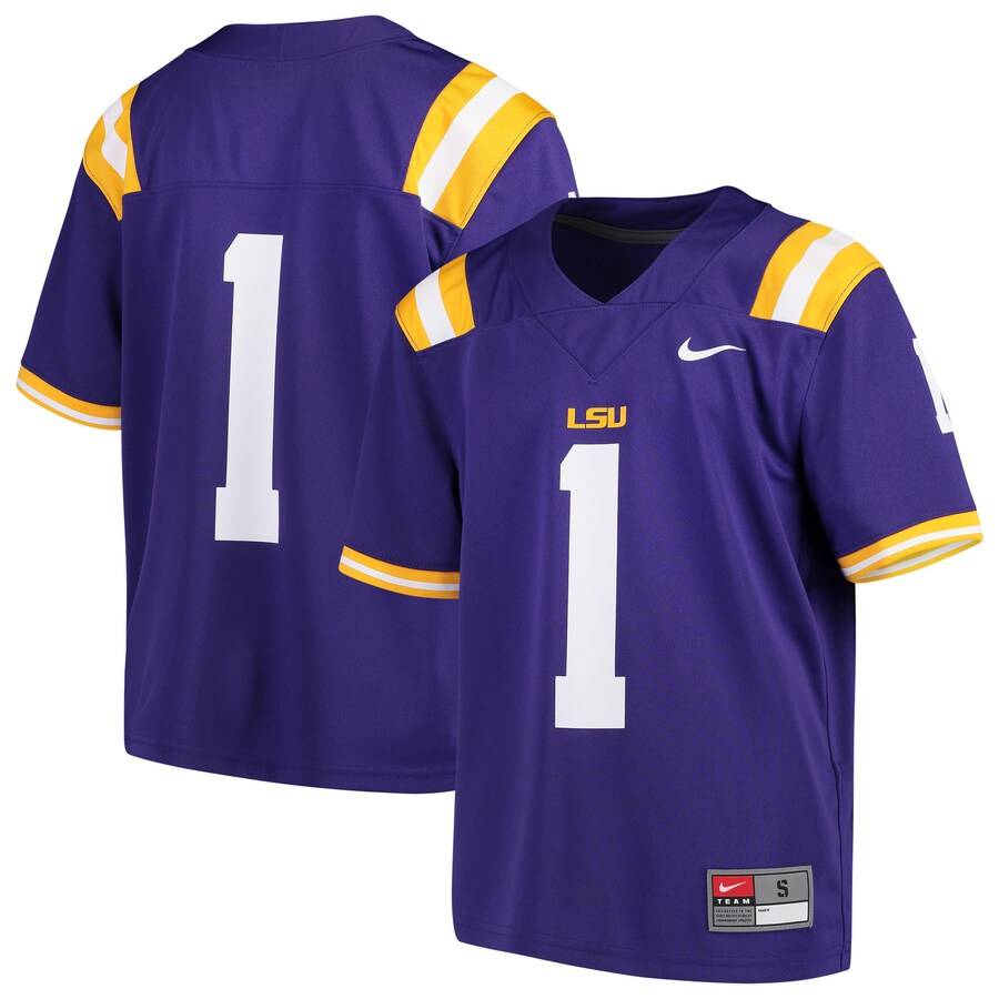 Youth Nike #1 Purple LSU Tigers Team Replica Football Jersey - Jersey