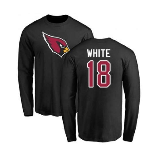 Football Arizona Cardinals #18 Kevin White Black Name & Number Logo Long Sleeve T-Shirt - Jersey
