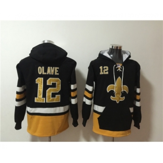 Men's New Orleans Saints #12 Chris Olave Black Ageless Must-Have Lace-Up Pullover Hoodie - Jersey
