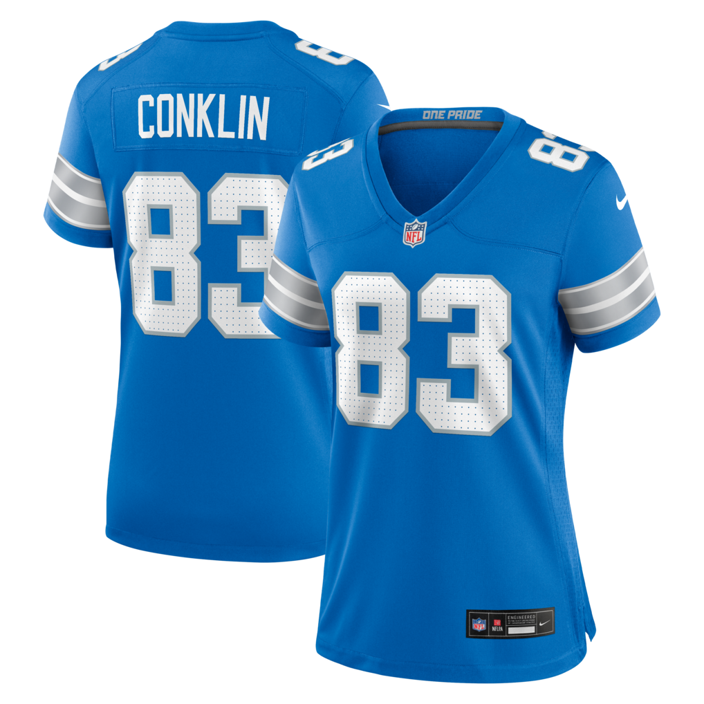 Women's Detroit Lions Tyler Conklin Nike Blue Team Game Jersey - Jersey