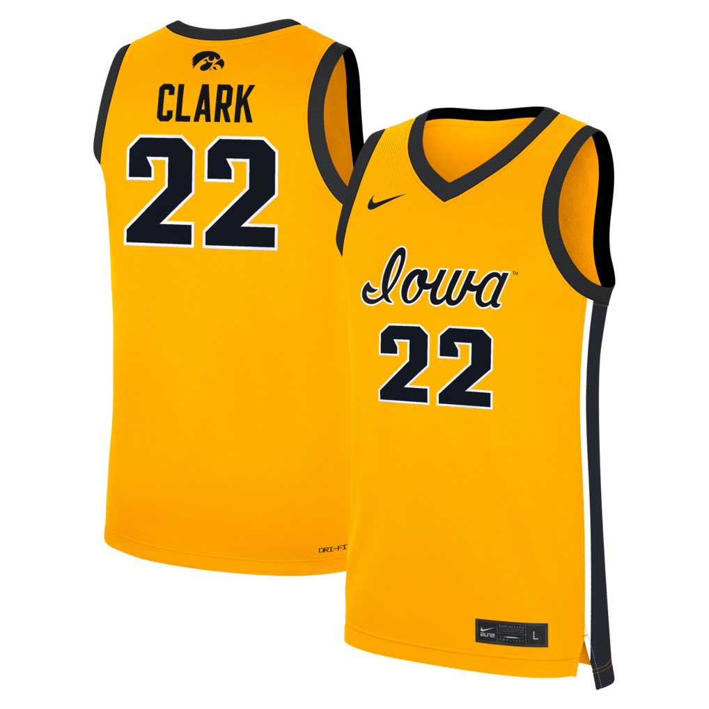 Men's Nike Caitlin Clark Gold Iowa Hawkeyes Alternate Women's Basketball Replica Jersey - Jersey