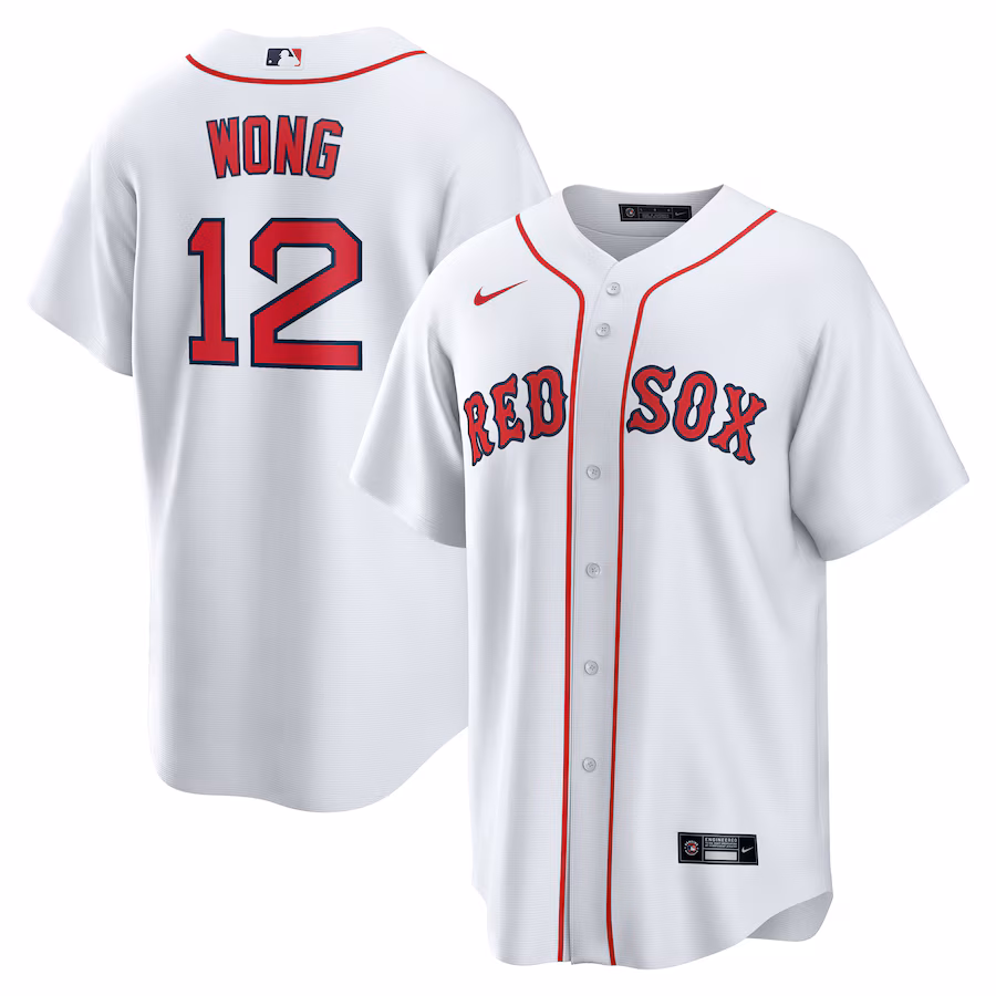 Men's Boston Red Sox Connor Wong Nike White Home Replica Jersey - Jersey