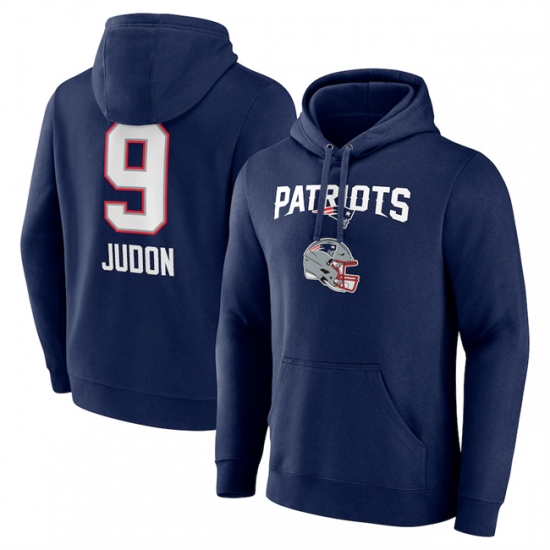 Men's New England Patriots #9 Matthew Judon Navy Team Wordmark Player Name & Number Pullover Hoodie - Jersey