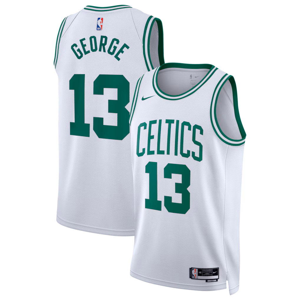 Men's Boston Celtics Paul George Nike White Swingman Jersey - Association Edition - Jersey