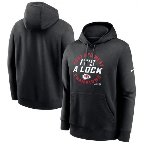 Men's Kansas City Chiefs Black 2023 AFC West Division Champions Locker Room Trophy Collection Pullover Hoodie - Jersey