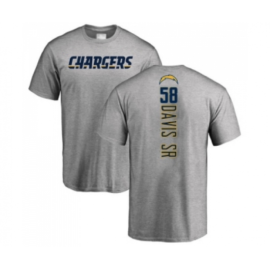Football Los Angeles Chargers #58 Thomas Davis Sr Ash Backer T-Shirt - Jersey