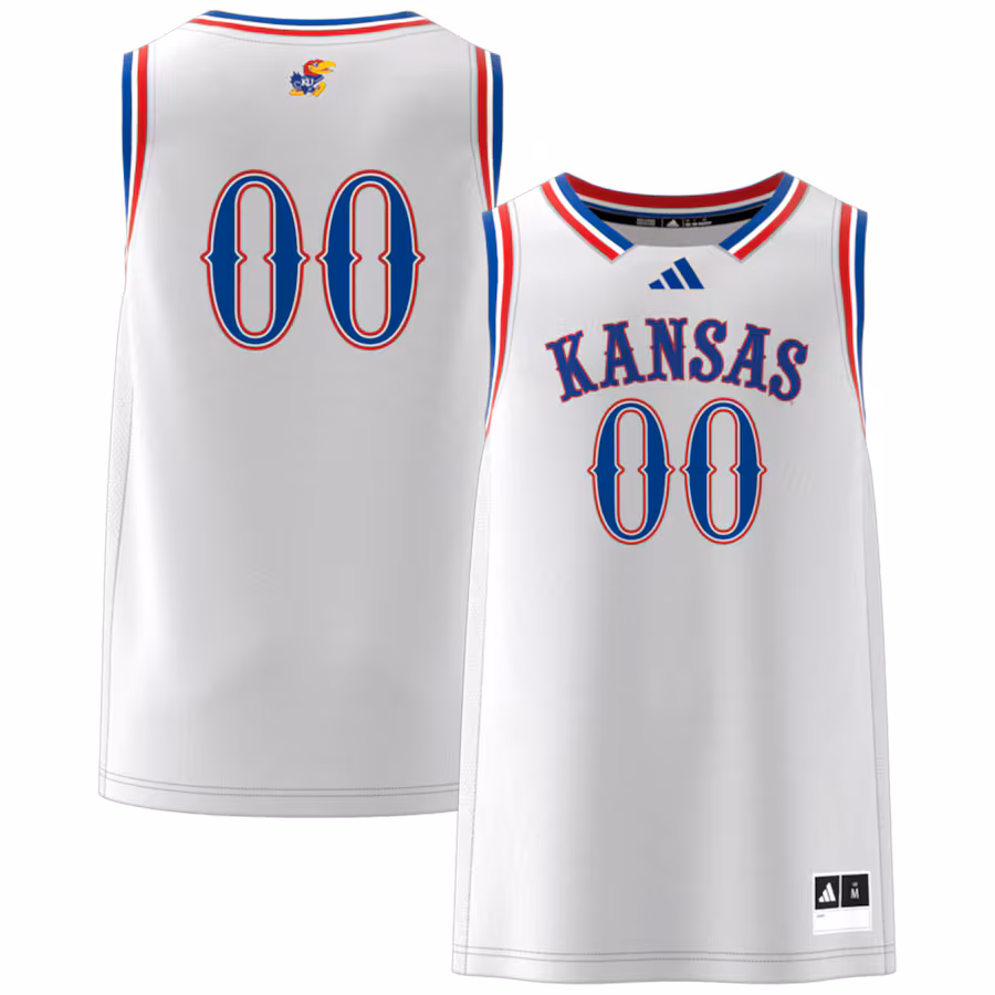 Men's adidas #00 White Kansas Jayhawks Swingman Jersey - Jersey