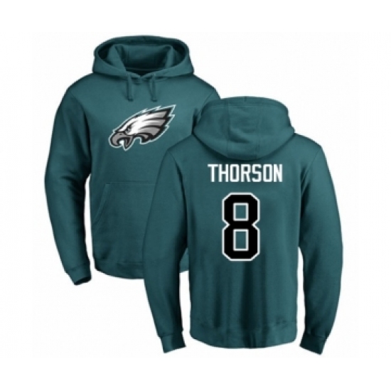 Philadelphia Eagles #8 Clayton Thorson Green Name & Number Logo Pullover Hoodie - Jersey