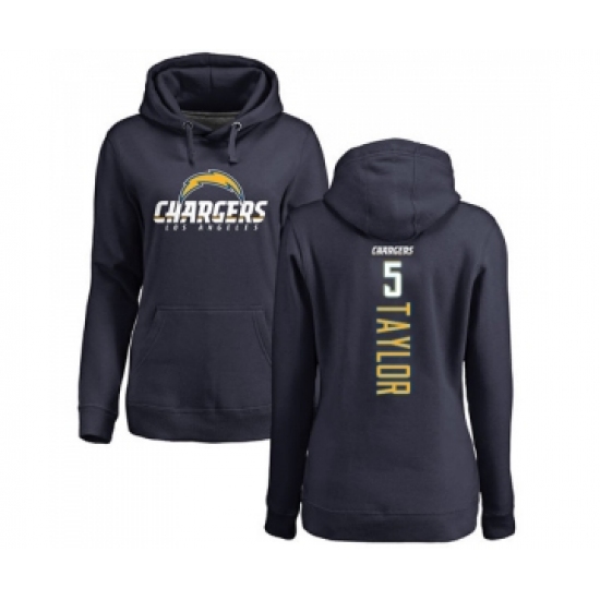 Football Women's Los Angeles Chargers #5 Tyrod Taylor Navy Blue Backer Pullover Hoodie - Jersey