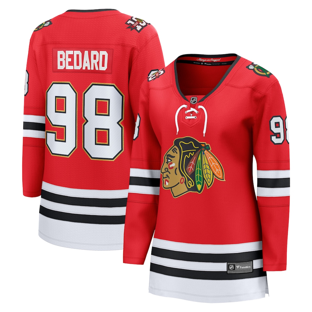 Women's Chicago Blackhawks Connor Bedard Fanatics Red Centennial Breakaway Player Jersey - Jersey