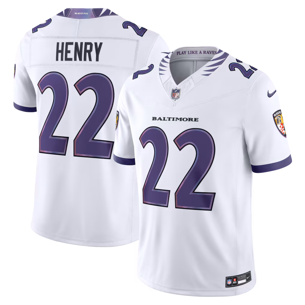 Men's Baltimore Ravens Derrick Henry Nike White Vapor F.U.S.E. Sewn Down Limited Jersey - Jersey