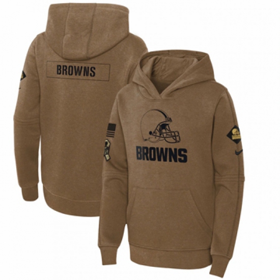 Youth Cleveland Browns Nike Brown 2023 Salute to Service Club Fleece Pullover Hoodie - Jersey