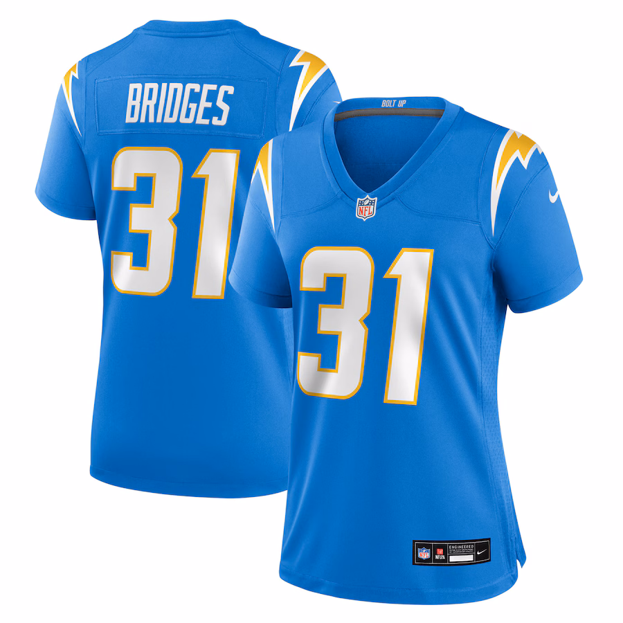 Women's Los Angeles Chargers Trikweze Bridges Nike Powder Blue Team Game Jersey - Jersey