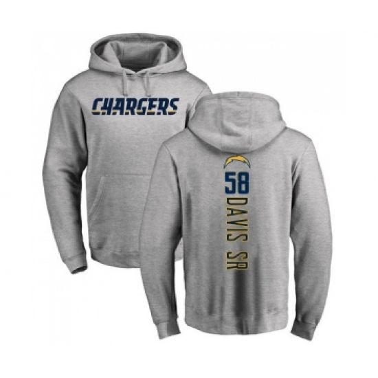 Football Los Angeles Chargers #58 Thomas Davis Sr Ash Backer Pullover Hoodie - Jersey